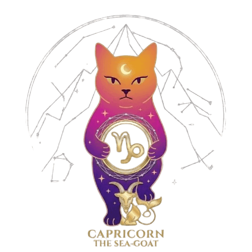 Capricorn zodiac sign illustration — BluntChart cosmic cat mascot