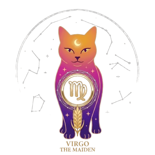 Virgo zodiac sign illustration — BluntChart cosmic cat mascot