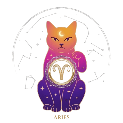 Aries zodiac sign illustration — BluntChart cosmic cat mascot